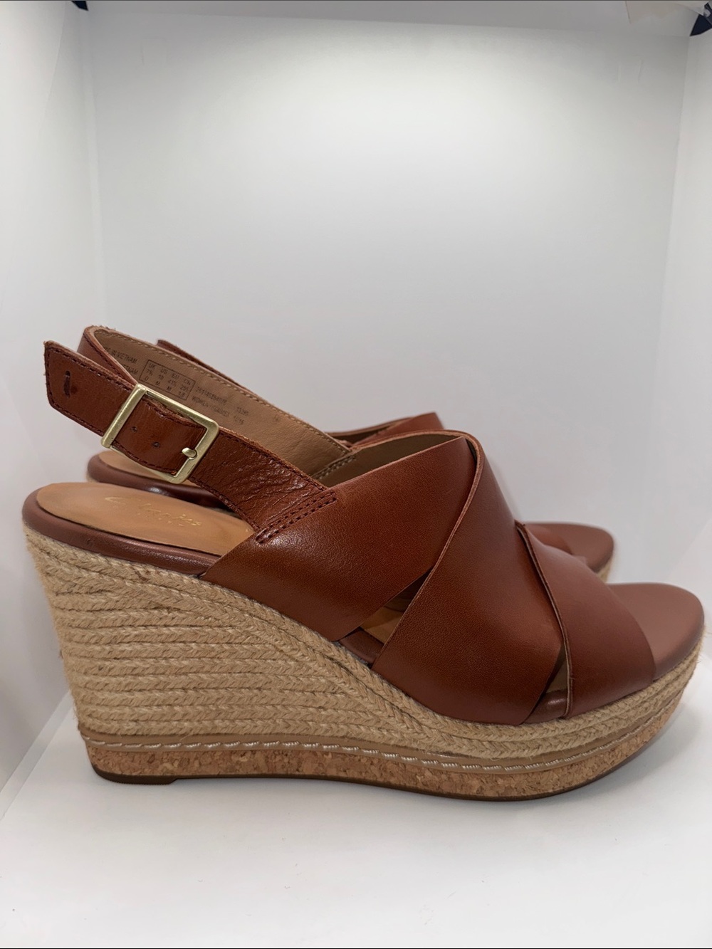 Clarks Amelia Dally Platform Sandals Brown Leather Women’s 10